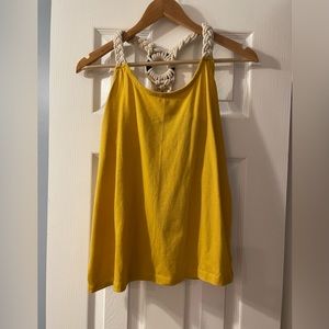 Womens Ladies Medium mustard yellow tank rope island sleeveless top shirt blouse